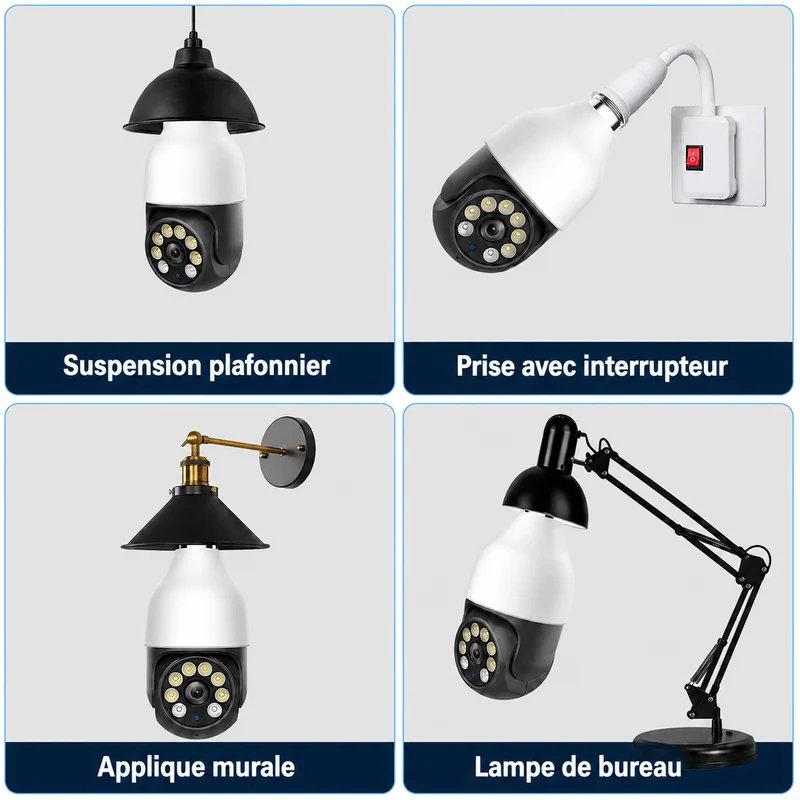 Caméra Ampoule E27 WiFi PTZ 3MP/5MP