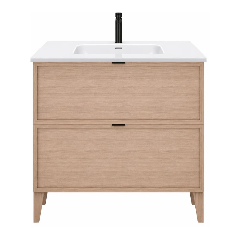 Vanité autoportante Calixa en chêne clair avec lavabo Mir, 30'' x 18-3/4'' x 34''