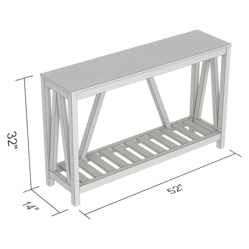 Table console taupe, 52'' x 14'' x 32''