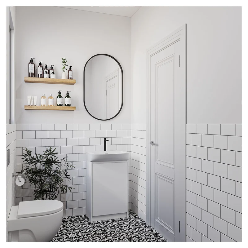 Vanité autoportante Nest en blanc avec lavabo, 20'' x 15-3/4'' x 34''