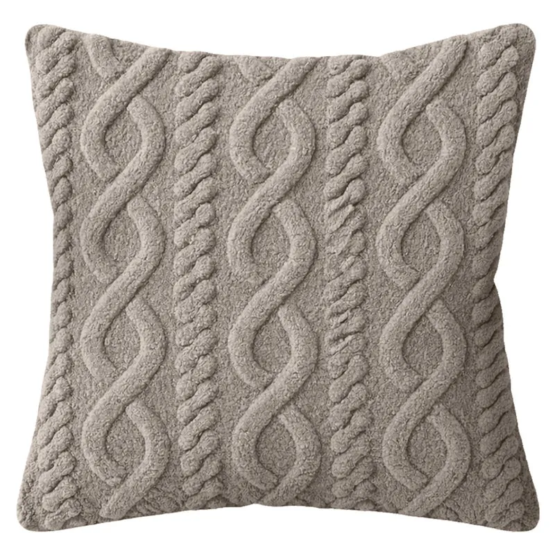 Coussin en tricot torsadé, taupe (17" x 17")