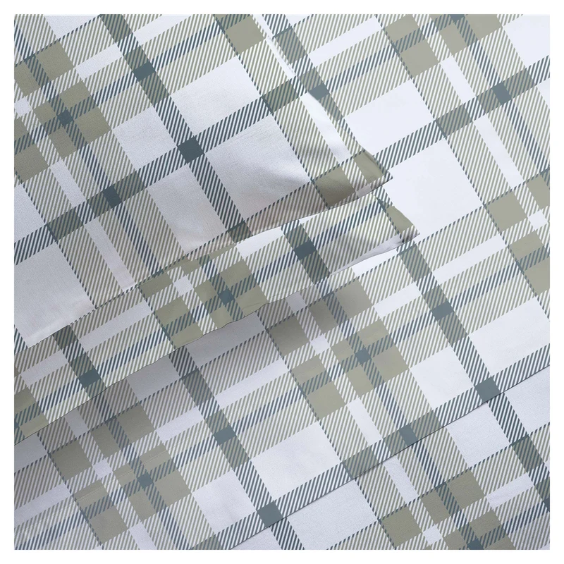 Ensemble de draps en flanelle 100 % coton à carreaux chasseur, Queen (4 pièces)