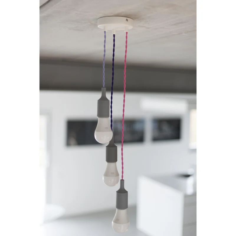Twisted silk fabric cable - 3 m - Lilac