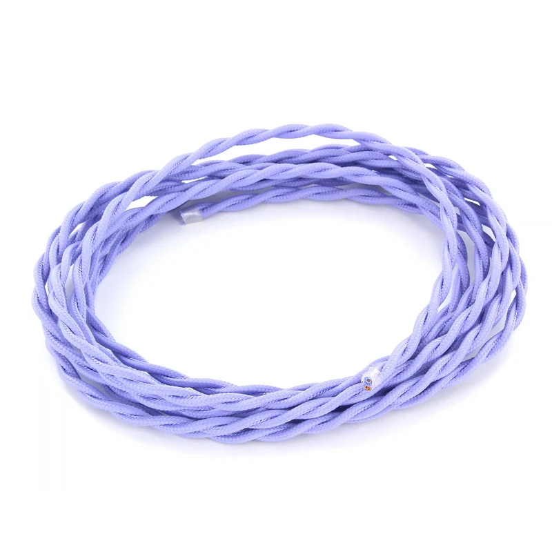 Twisted silk fabric cable - 3 m - Lilac