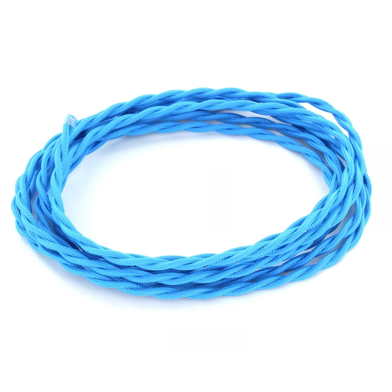 Twisted silk fabric cable - 3 m - Turquoise