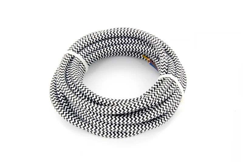 Textile two-tone cable 3 m - Black/White