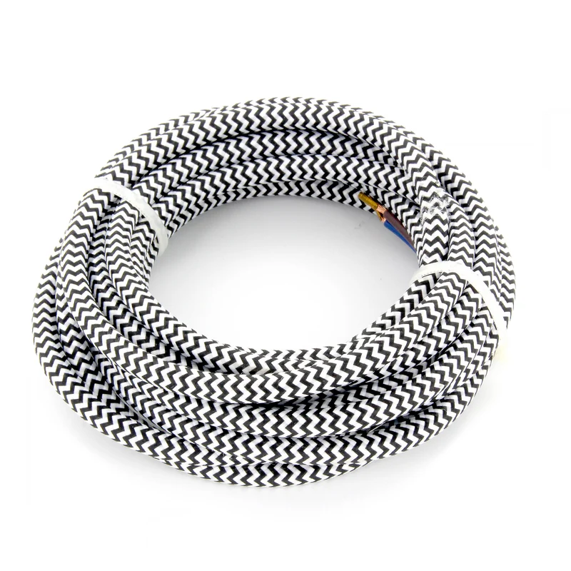 Textile two-tone cable 3 m - Black/White