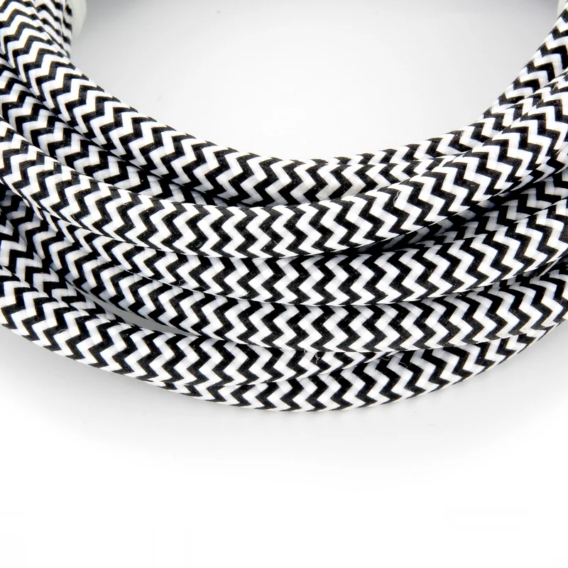 Textile two-tone cable 3 m - Black/White