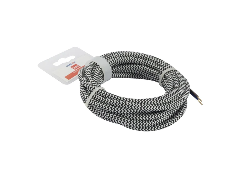 Textile two-tone cable 3 m - Black/White