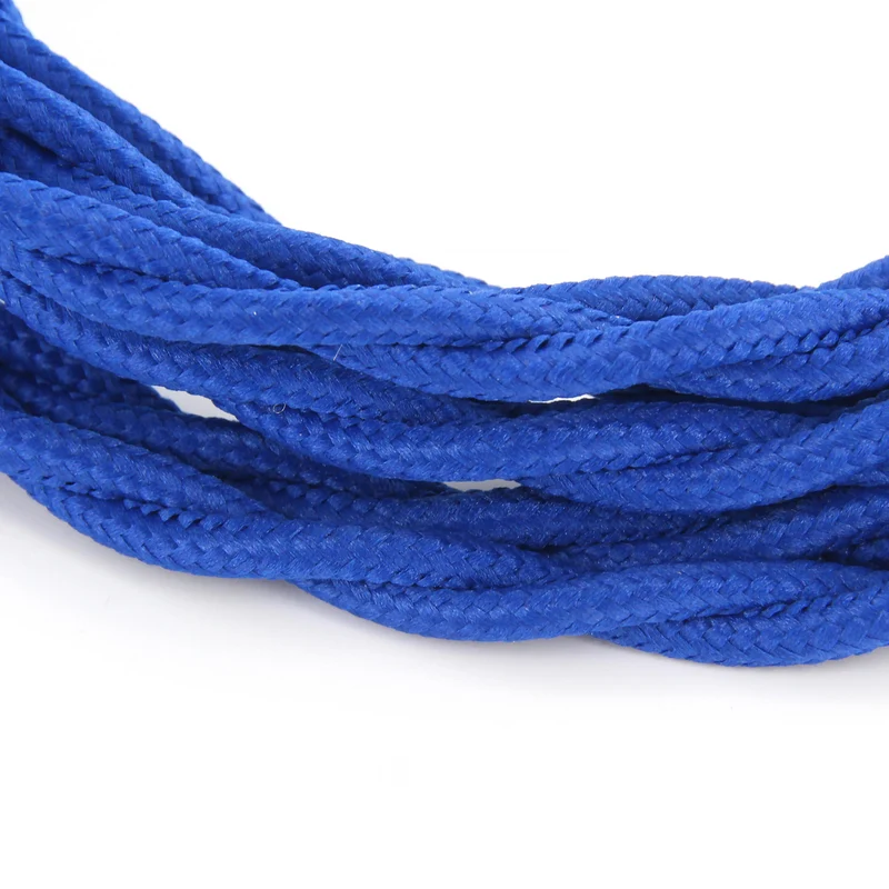 Twisted silk fabric cable - 3 m - Blue