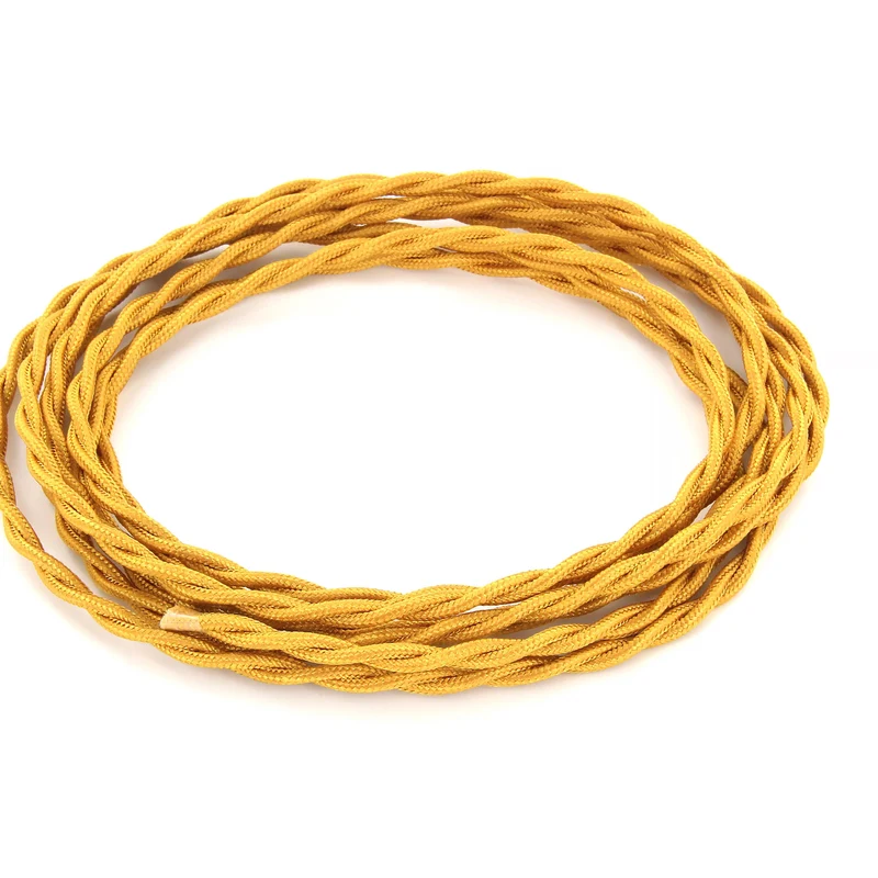 Twisted silk fabric cable - 3 m - Gold