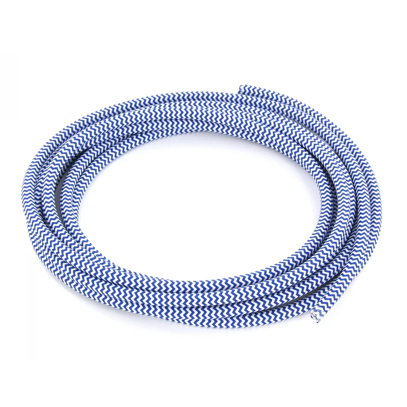 Zigzag silk fabric cable - 3 m - Blue/White