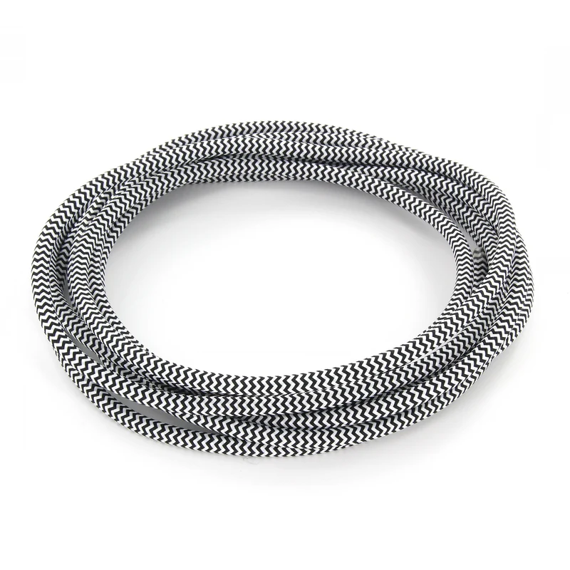 Zigzag silk fabric cable - 3 m - Black/White