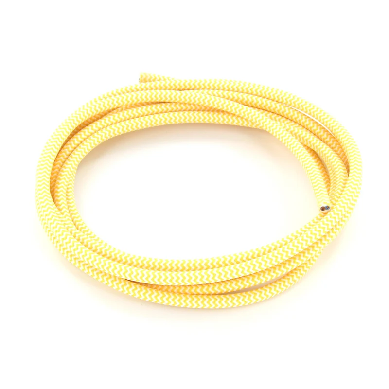 Yellow and white zigzag fabric cable, 3 m