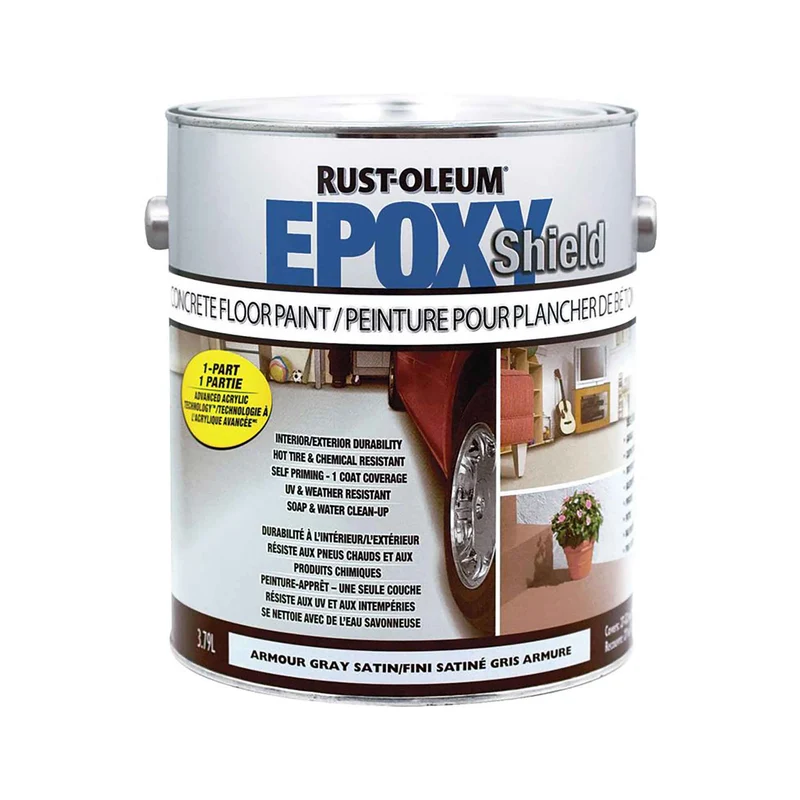 Peinture pour planchers de béton EpoxyShield satiné gris armure, 3,79 L