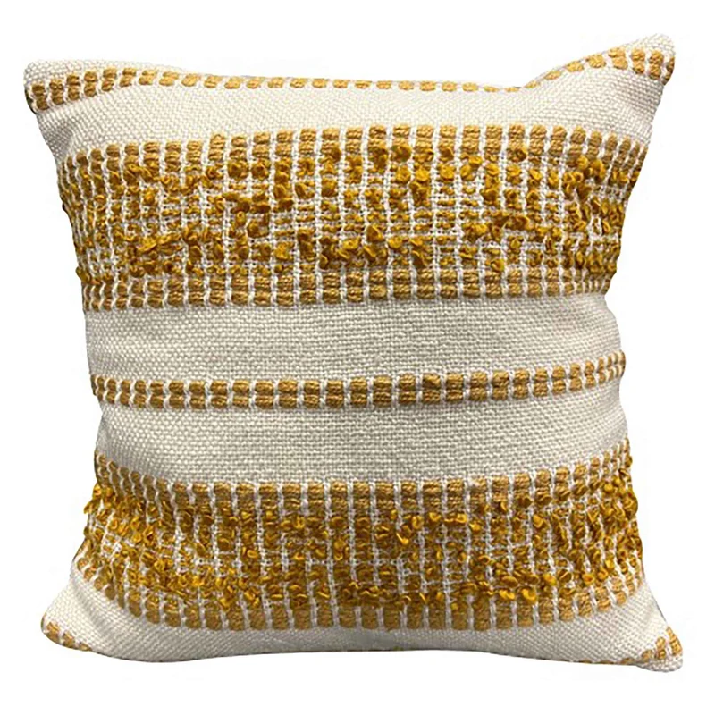 Coussin à rayures Mineral, 18'' x 18'' (jaune)