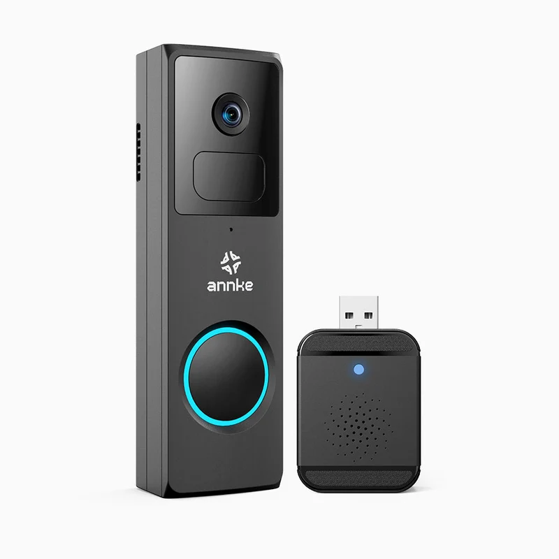 Whiffle - Sonnette Vidéo sans fil 1080P HD, Champ de vision de 148°, Alimentée par batterie de 4800mAh, Détection de mouvement, Audio bidirectionnel, Stockage Cloud & Carte TF, Compatible avec Alexa