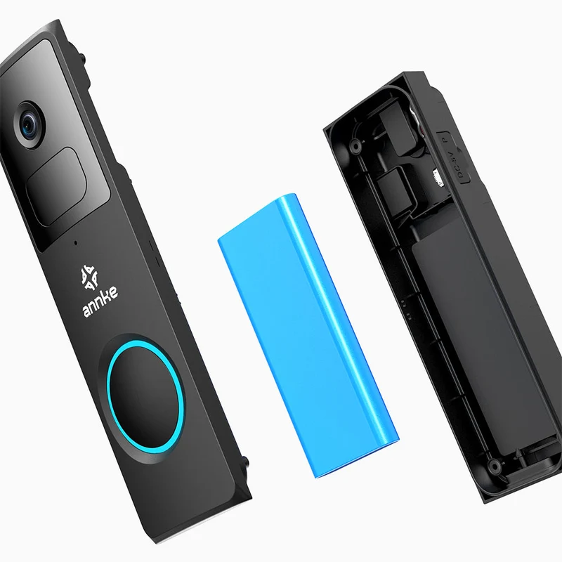 Whiffle - Sonnette Vidéo sans fil 1080P HD, Champ de vision de 148°, Alimentée par batterie de 4800mAh, Détection de mouvement, Audio bidirectionnel, Stockage Cloud & Carte TF, Compatible avec Alexa