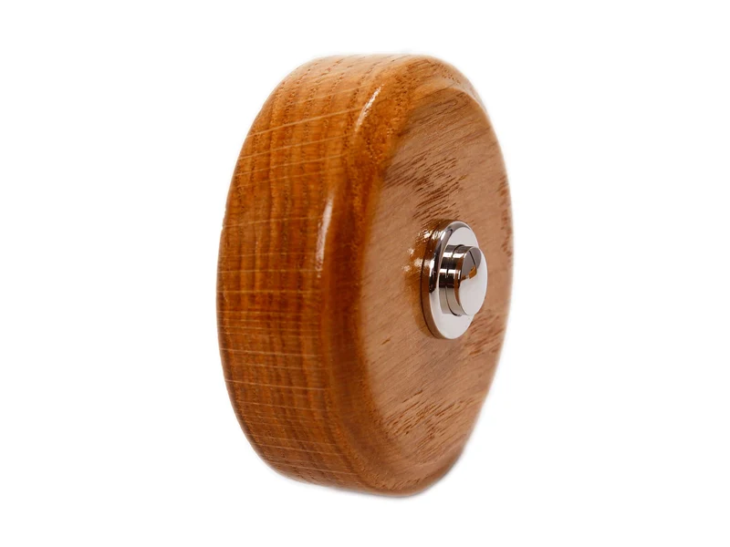 Sonnette Ardennes filaire bois chêne rond bouton chrome