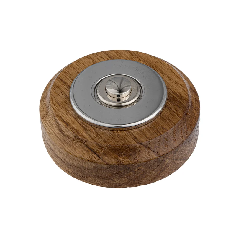Sonnette Esterel filaire bois chêne rond collerette chrome