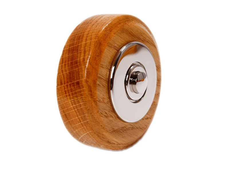 Sonnette Esterel filaire bois chêne rond collerette chrome