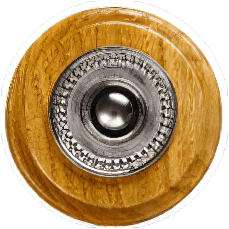 Sonnette Fougeres filaire bois chêne rond collerette perlée chrome