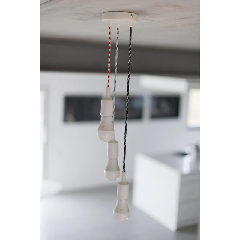 Silk fabric cable - 3 m - White/Red