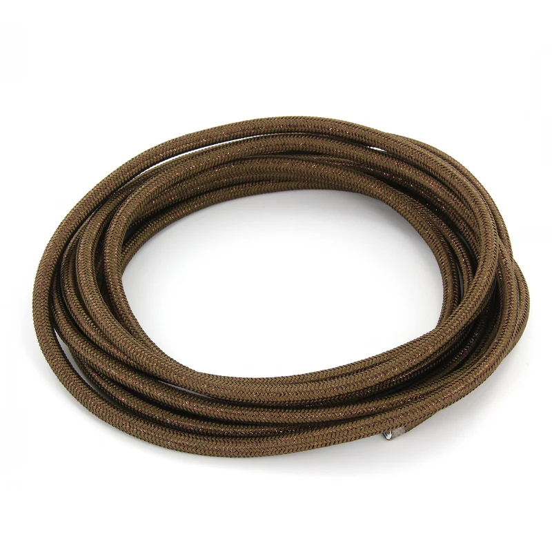 Silk fabric cable - 3 m - Brown sparkle