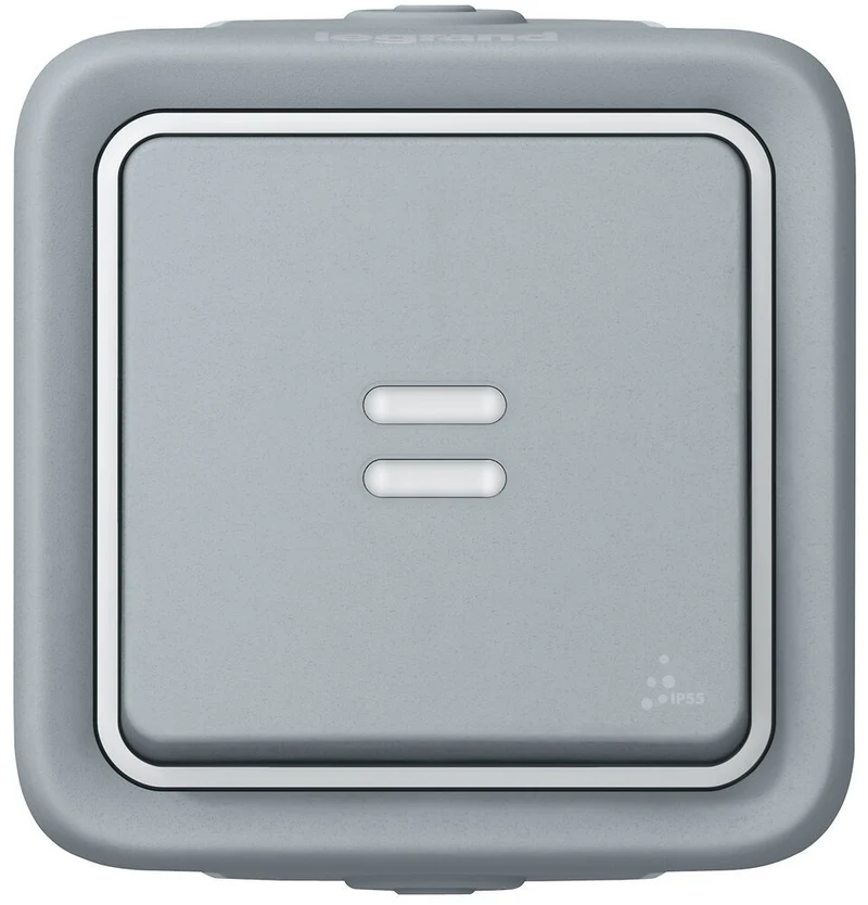 Interrupteur va et vient 10A + voyant complet saillie - Plexo - gris - Legrand