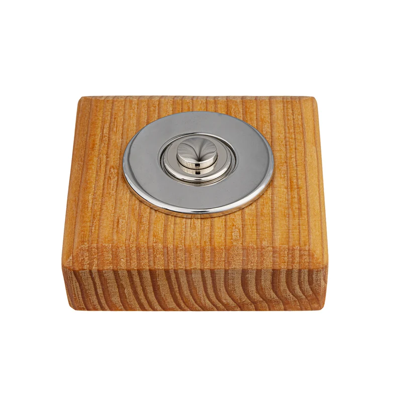 Sonnette Sologne filaire bois chêne carré collerette chrome
