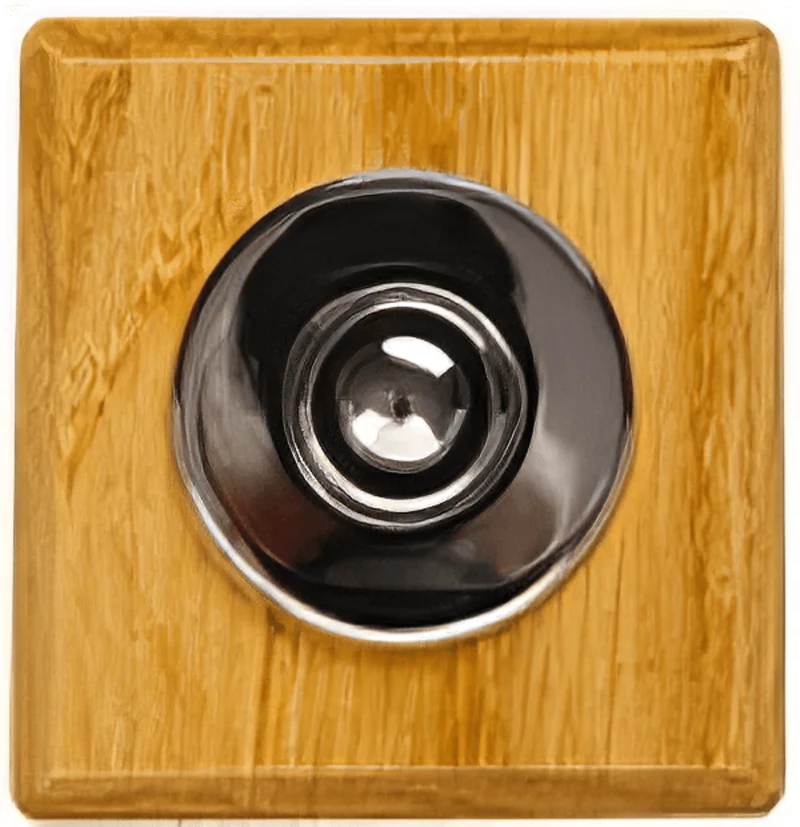 Sonnette Sologne filaire bois chêne carré collerette chrome