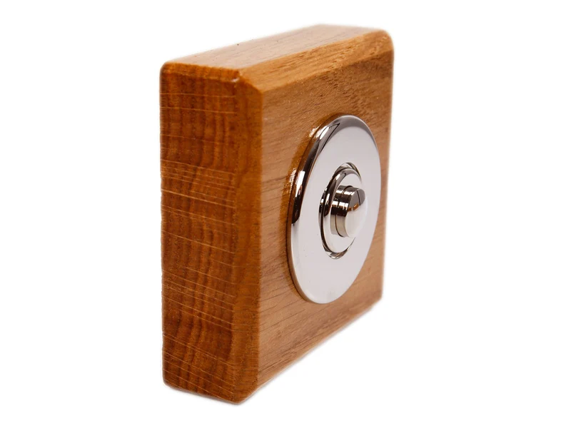 Sonnette Sologne filaire bois chêne carré collerette chrome