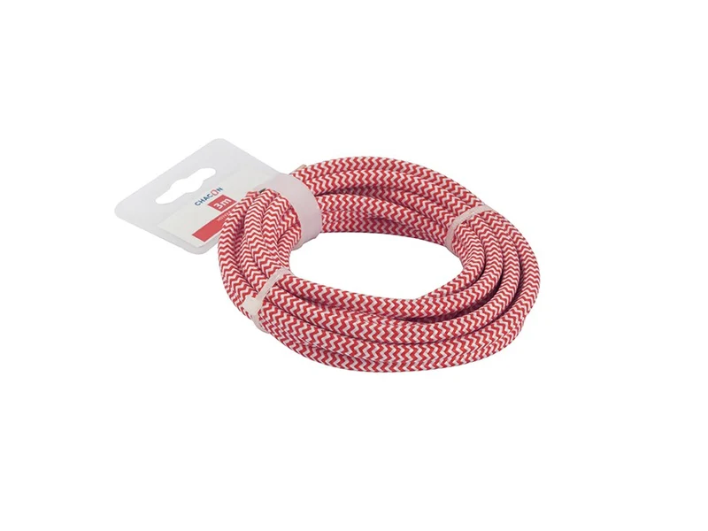 Fabric cable - 3 m - Red/White