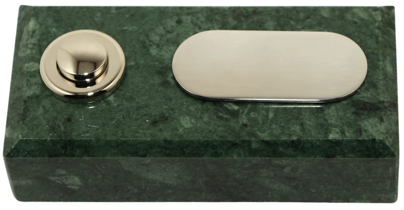 Sonnette rectangle filaire marbre vert bouton étiquette chrome