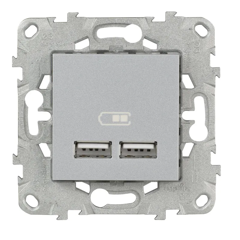 Double prise USB 5V 2,1A Unica - Schneider