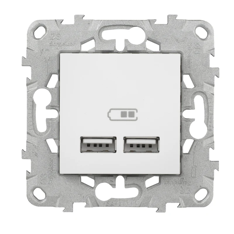 Double prise USB 5V 2,1A Unica - Schneider