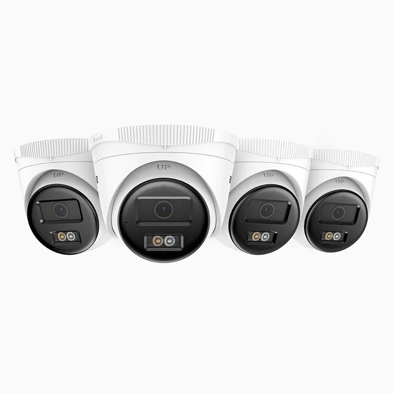 C500 - Lot de 4 Caméra de Surveillance extérieure PoE 3K, Vision nocturne intelligente à double éclairage, 3072 × 1728 à 20 ips, détection intelligente des personnes et des véhicules, microphone intégré, IP67