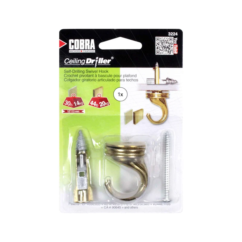 Crochet pivotant pour plante Ceiling Driller, laiton
