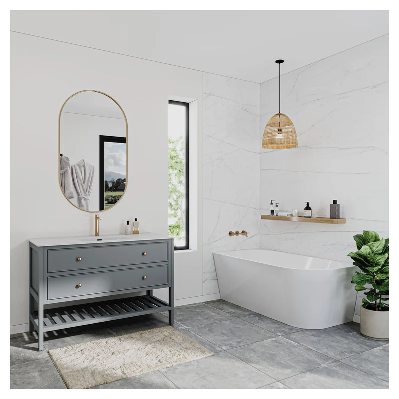 Baignoire autoportante en coin Timae, 59'' x 30'' (drain à gauche)
