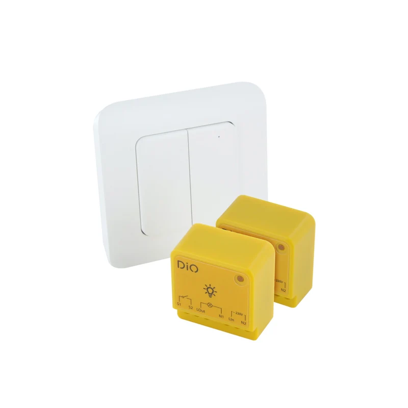 Kit of 2 lighting modules and a double DiO wireless switch (433Mhz / Zigbee / BLE)