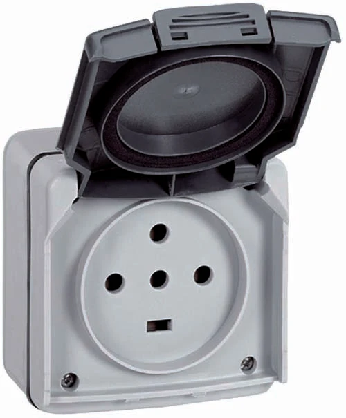 Prise de courant 4P+T+N 20A IP55 saillie - Plexo - gris - Legrand