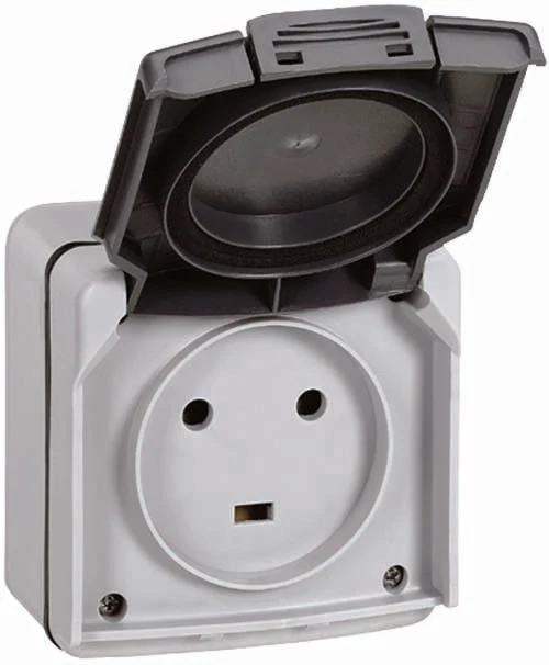 Prise de courant 2P+T 20A IP55 saillie - Plexo - gris - Legrand