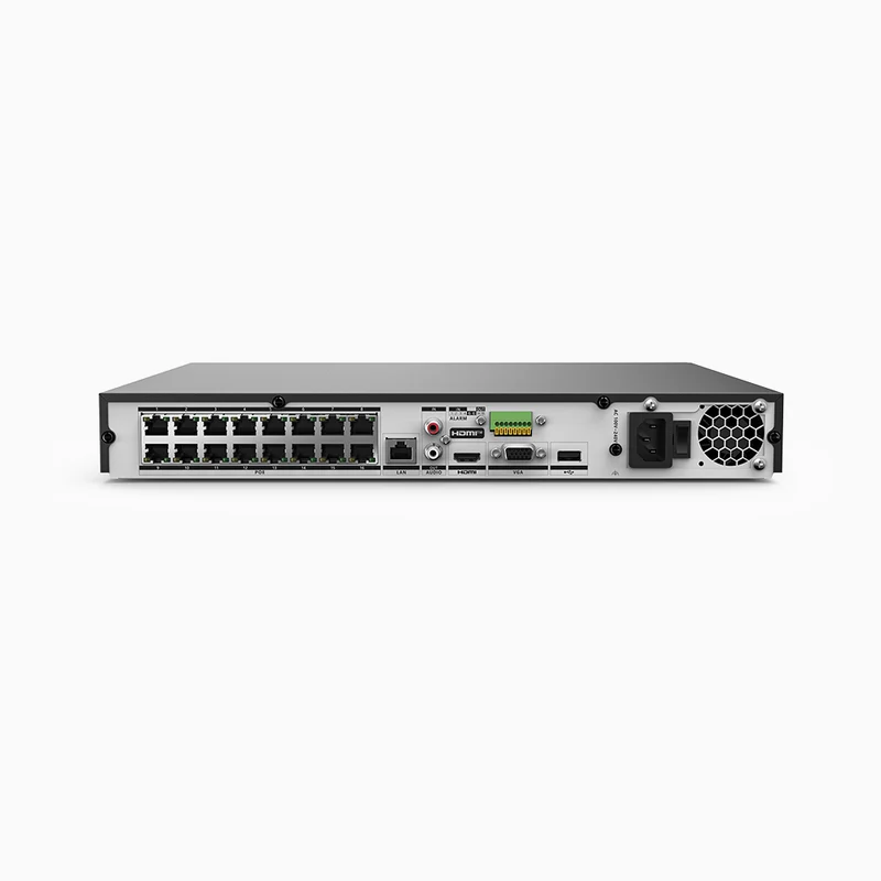 NRP1612 - Enregistreur réseau (NVR) PoE H.265+ 12MP à 16 canaux, bande passante sortante maximale de 160 Mbps, capacité de décodage 12MP sur 2 canaux, soutien la détection de présence humaine et de véhicules, détection de périmètre