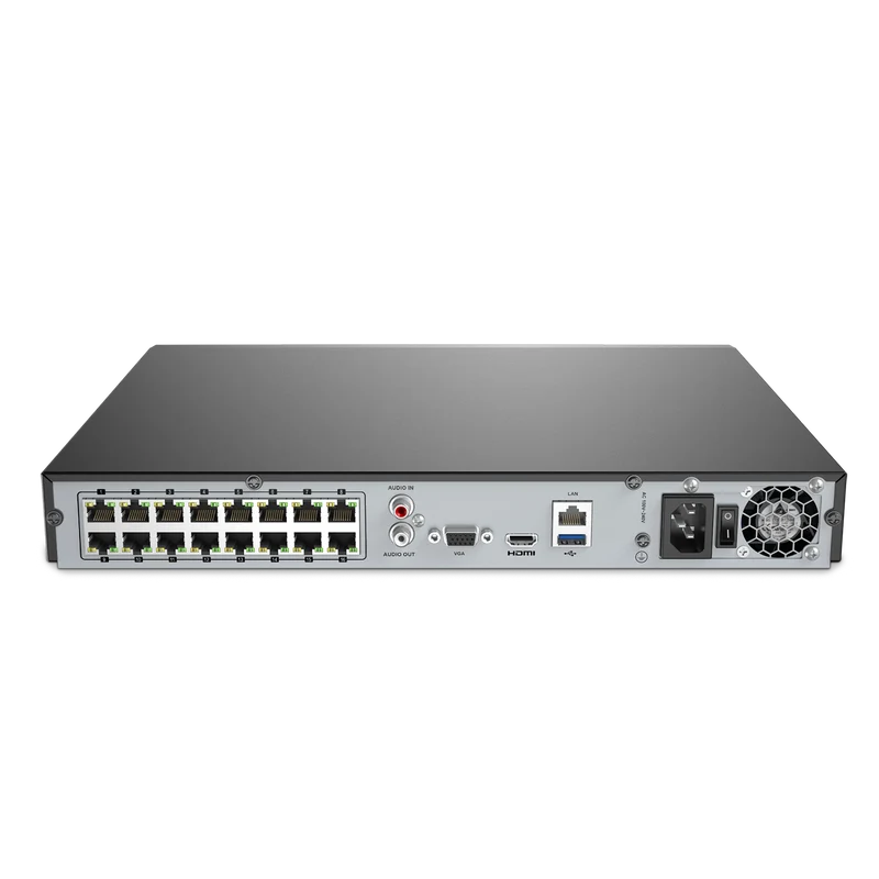 NR168 - NVR PoE 4K 16 canaux, H.265+, 2 interfaces SATA, RTSP et ONVIF pris en charge, Fonctionne avec Alexa