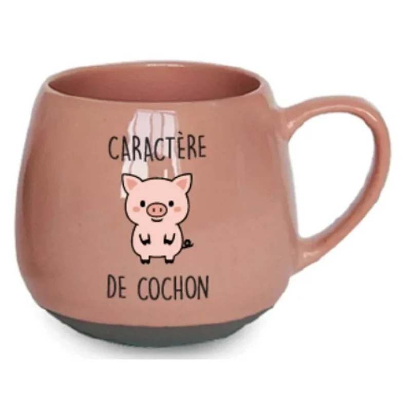 Tasse à café "CARACTÈRE DE COCHON", 3" x 3-1/2"