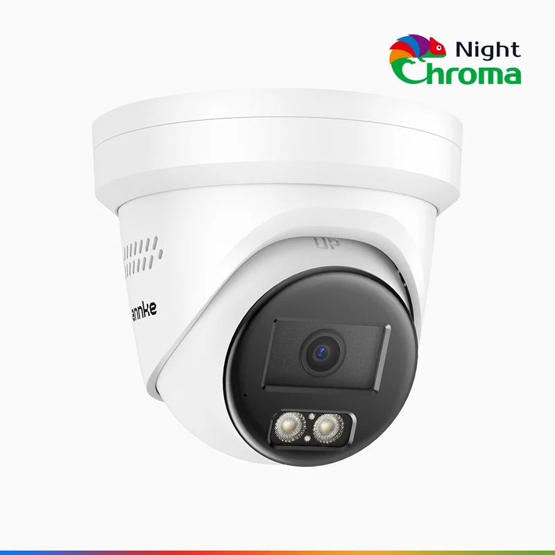 NightChroma TM NC800 - Caméra de Surveillance extérieure PoE 4K, Vision nocturne couleur ultime, super ouverture f/1.0 (0,0005 Lux), Détection Personne-Véhicule, Microphone intégré, Analyse comportementale intelligente