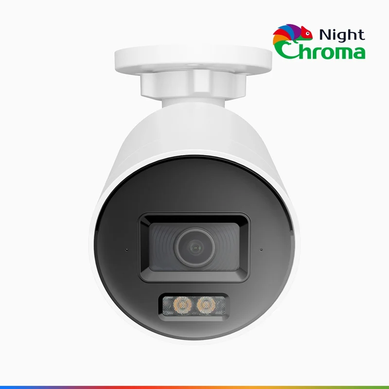 NightChroma TM NC800 - Caméra de Surveillance extérieure PoE 4K, Vision nocturne couleur ultime, super ouverture f/1.0 (0,0005 Lux), Détection Personne-Véhicule, Microphone intégré, Analyse comportementale intelligente