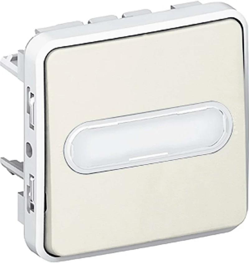 Bouton poussoir lumineux 6A + porte étiquette saillie à composer - Plexo - Legrand