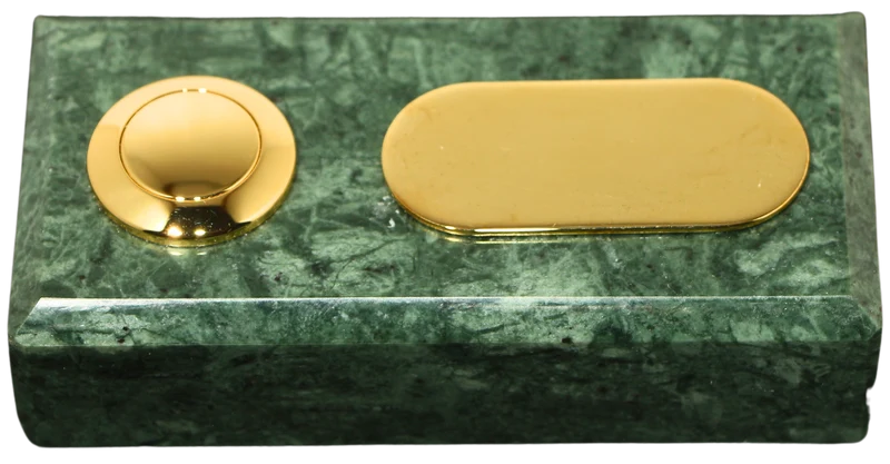 Sonnette rectangle filaire marbre vert bouton étiquette laiton