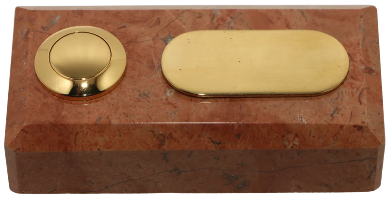 Sonnette rectangle filaire marbre rouge bouton étiquette laiton
